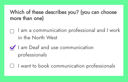 image showing checkbox for user of communication professionals
