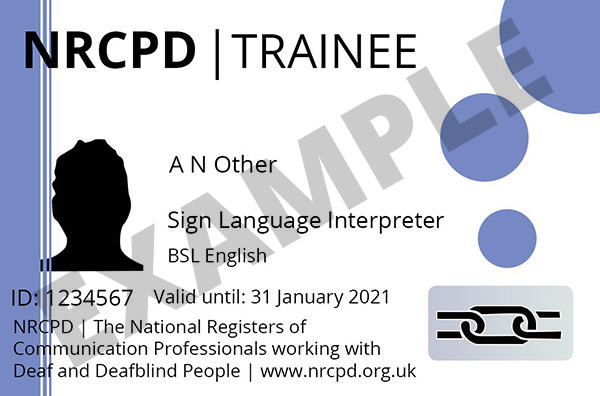 NRCPD Sign Language Trainee Interpreter badge