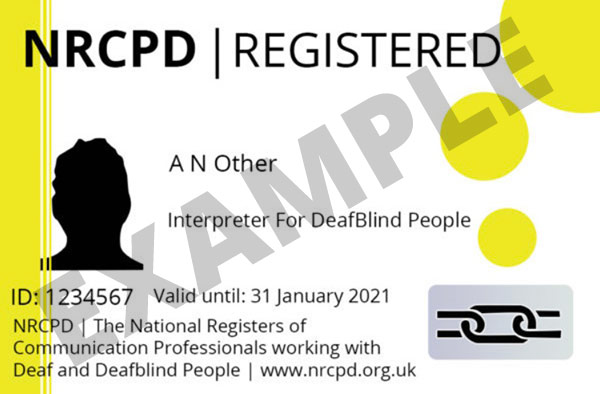 NRCPD Deafblind Interpreter badge